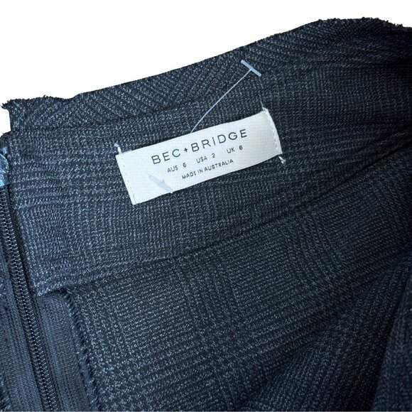 BEC + BRIDGE Tali Check-Print Stretch-Woven Midi Grey Skirt $340 EUC Sz 2 - Picture 4 of 6